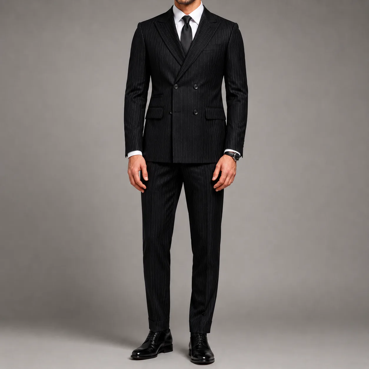 Black Srtiped Dobetti Suit
