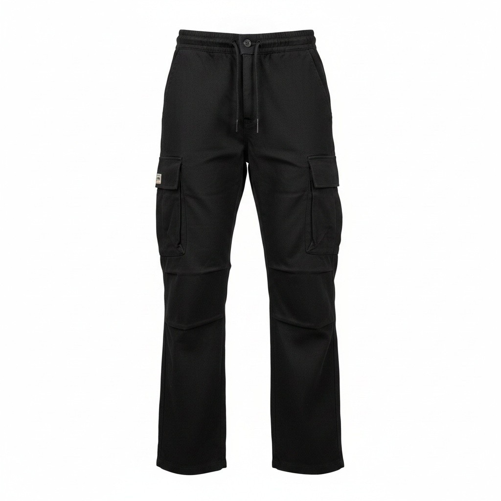 Black Signature Label Cargo Pants