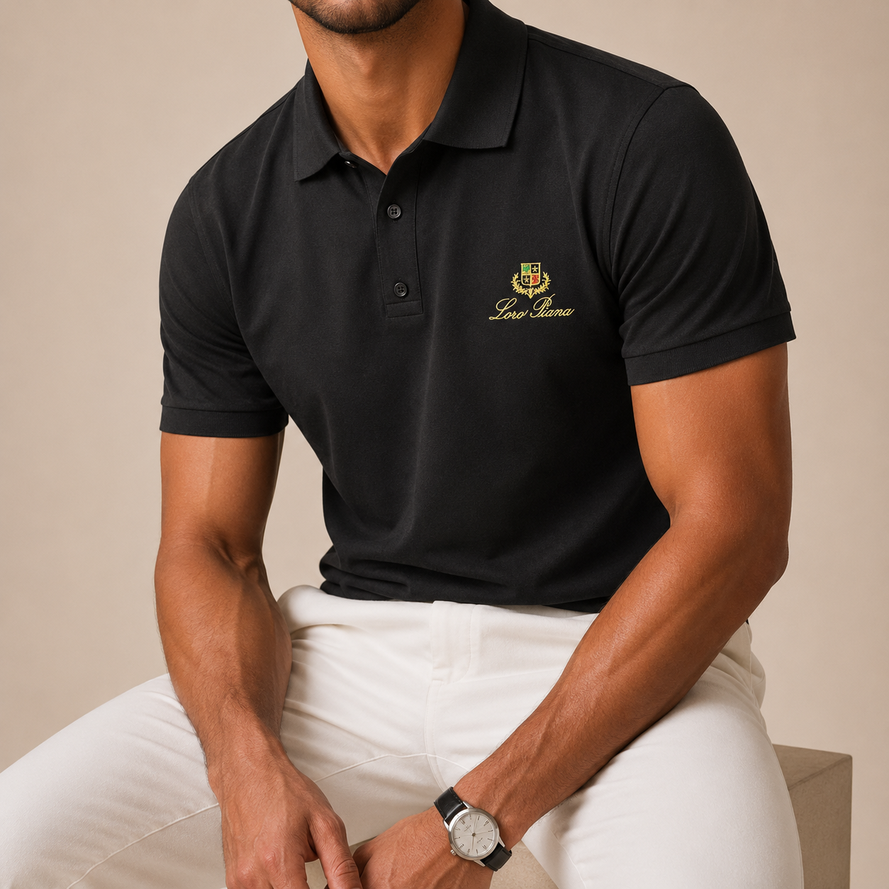 Black Loro Piana Polo T-Shirt