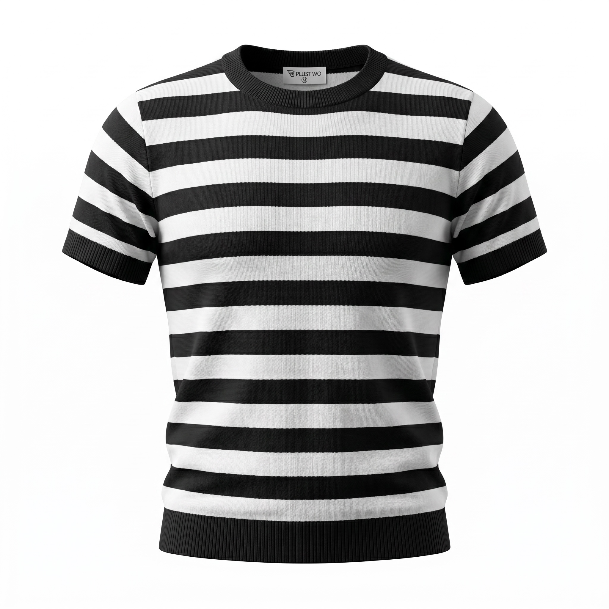 Marseillaise Striped Knit T-Shirt Black and White