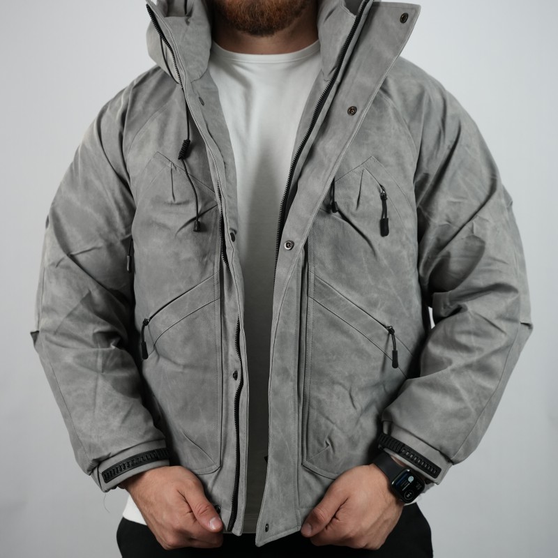 jacket grey black waterproof puff
