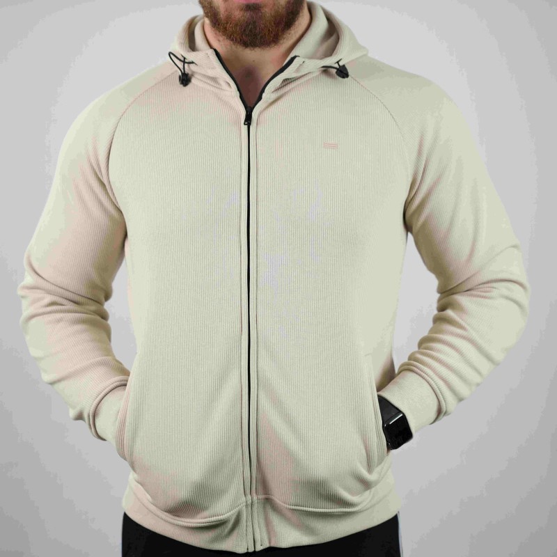 zip sweater beige di rossi with hood