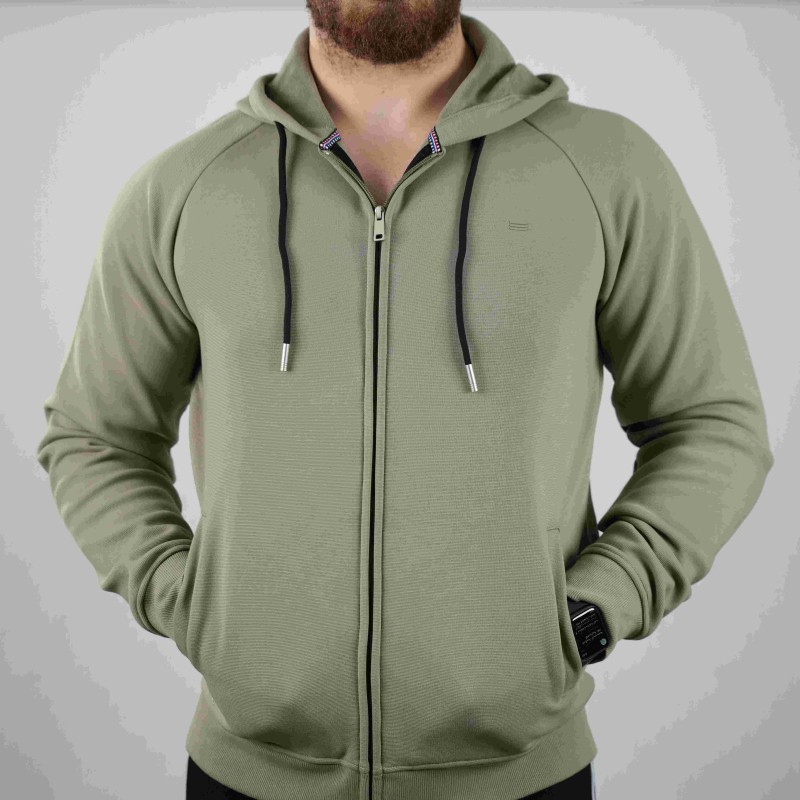 zip sweater light green di rossi with hood 2508