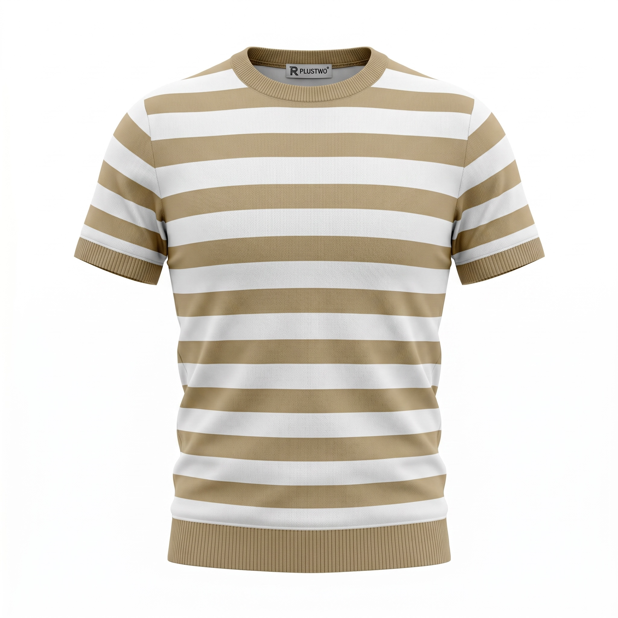 Marseillaise Striped Knit T-Shirt Beige and White