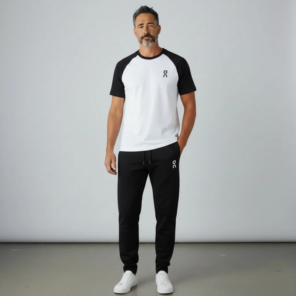 oncloud set white black t-shirt + pant