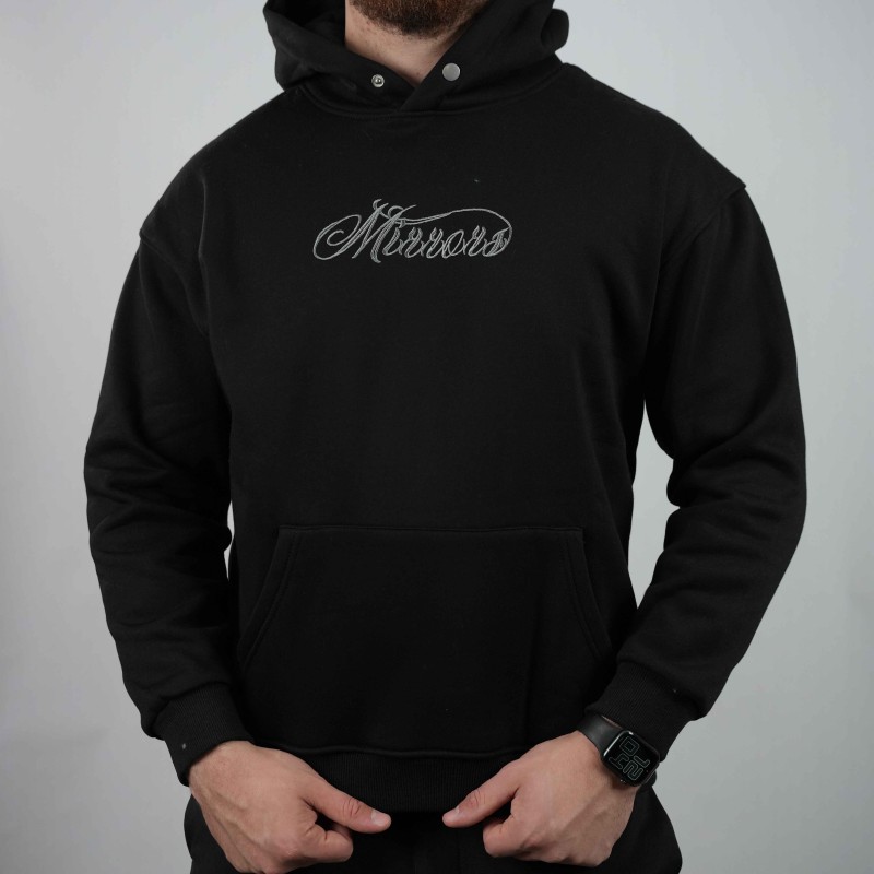 hoodie black old bro mirors woolen inside
