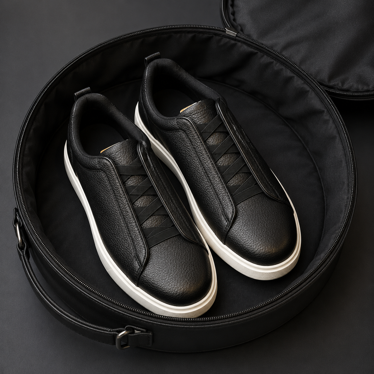 black desai zegna shoes leather