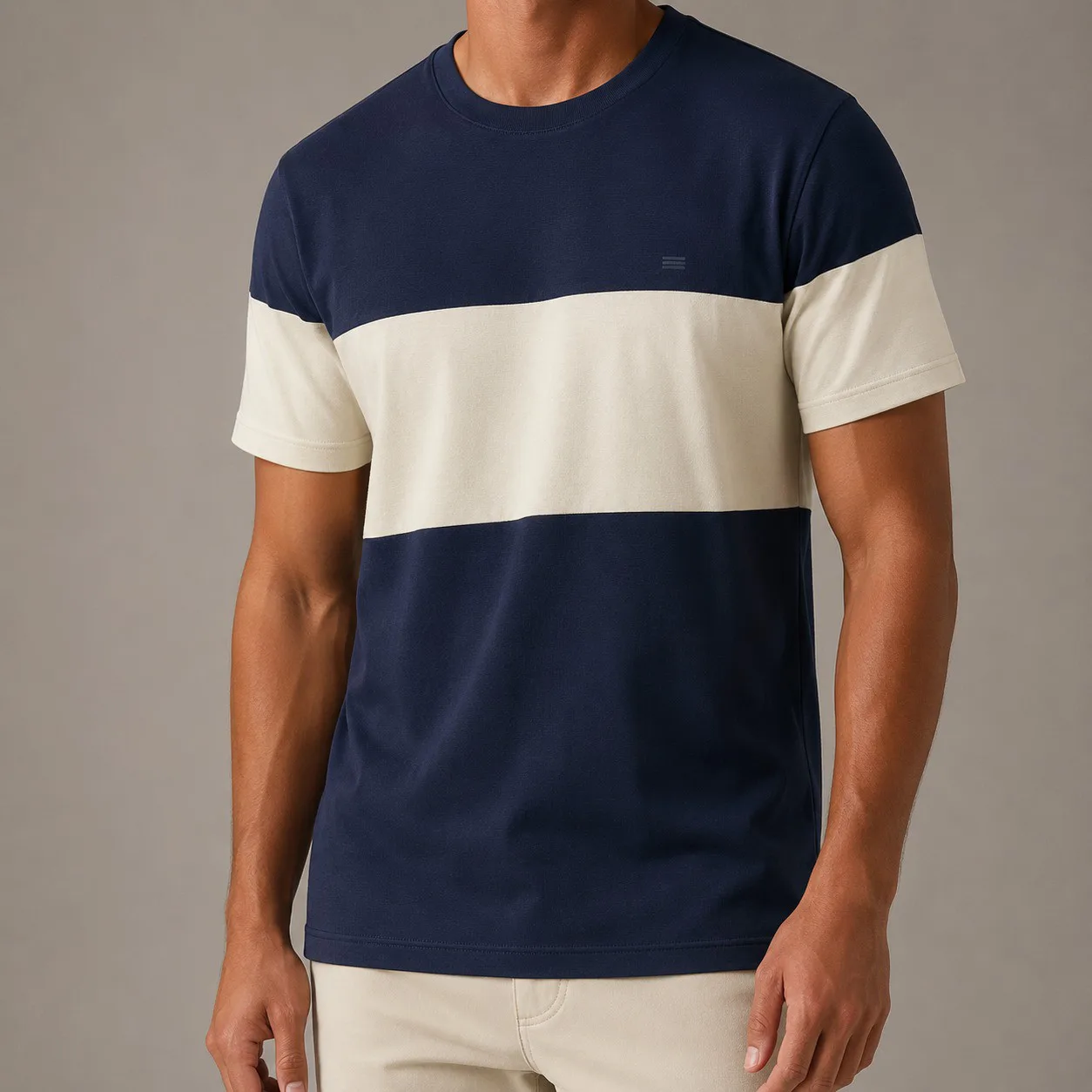 Di Rossi Navy Cream T-Shirt