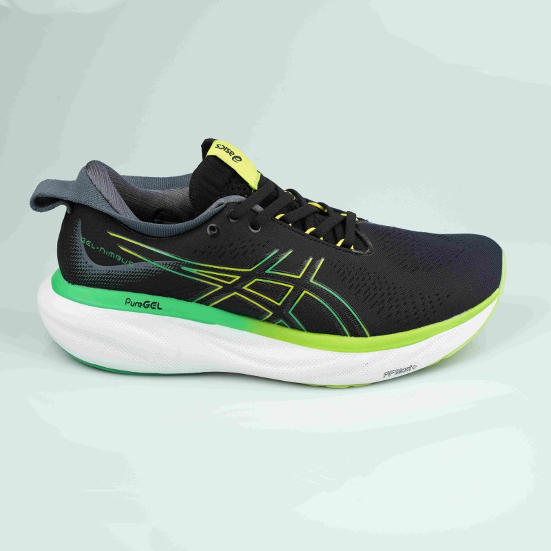 asics black green white  pure gel