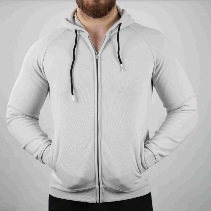 zip sweater light grey di rossi with hood 2508