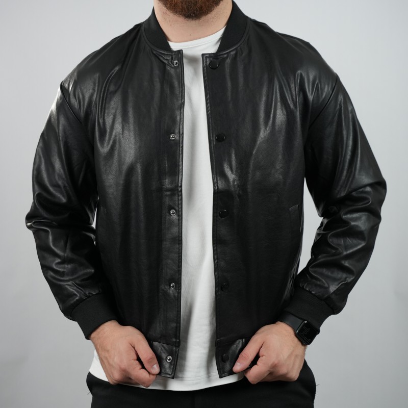 jacket black leather cabbage jk25