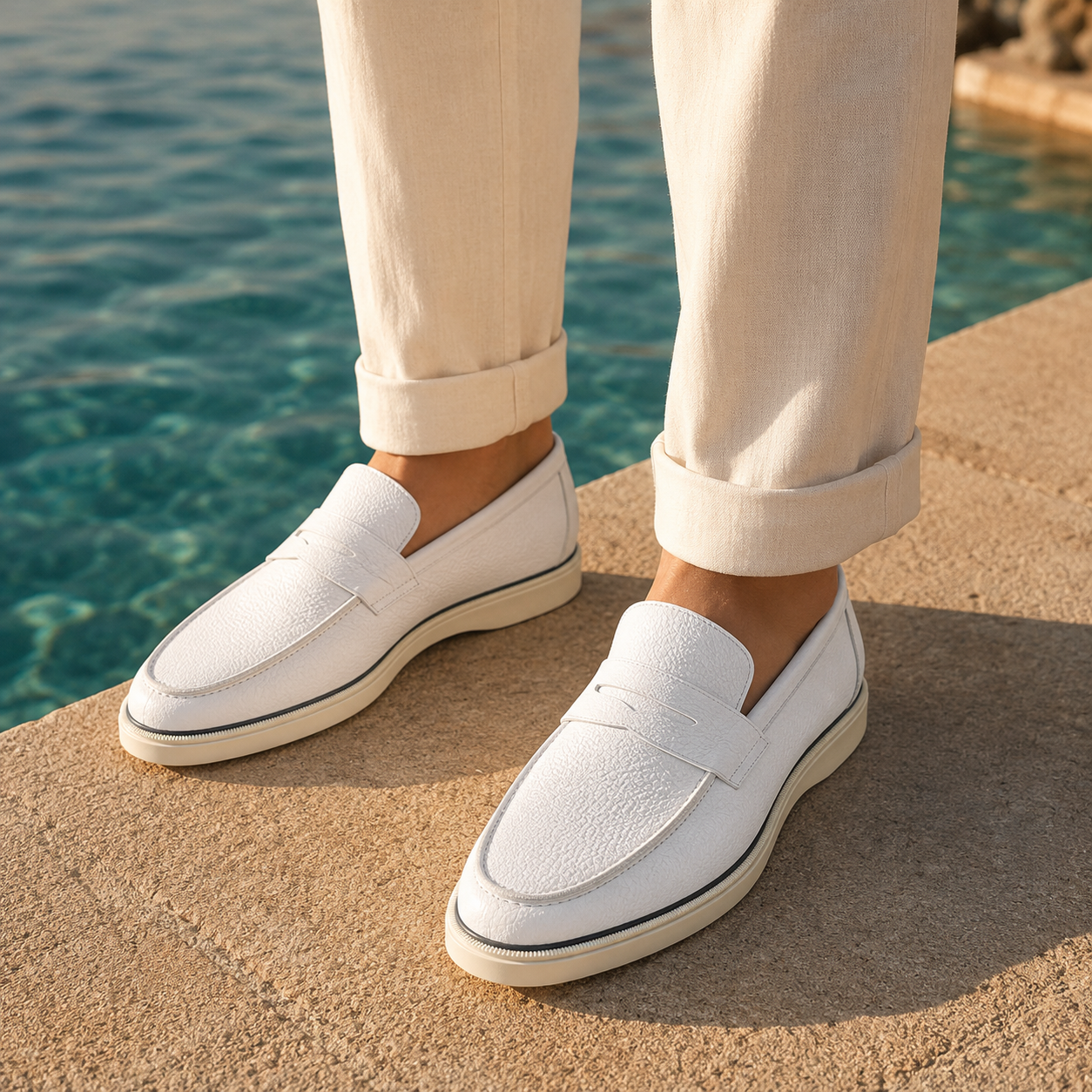 White JAMMAL Penny Loafer