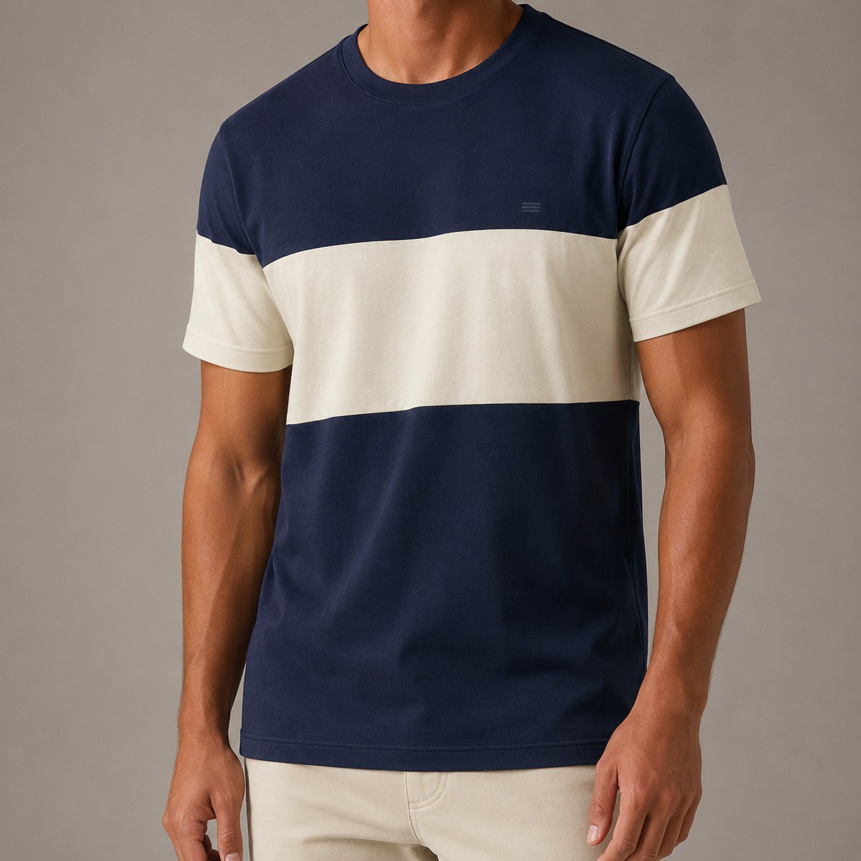 Di Rossi Navy Cream T-Shirt