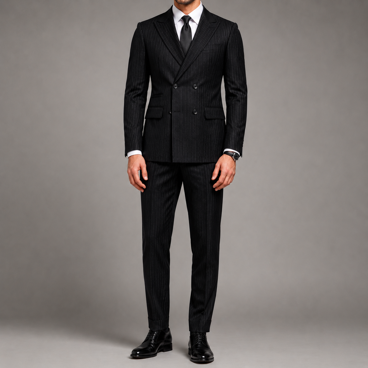 Black Srtiped Dobetti Suit