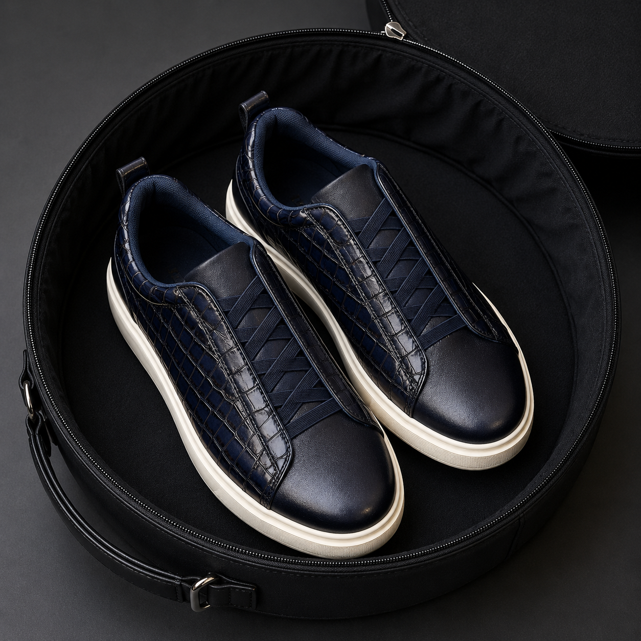 navy desai zegna shoes royal croco