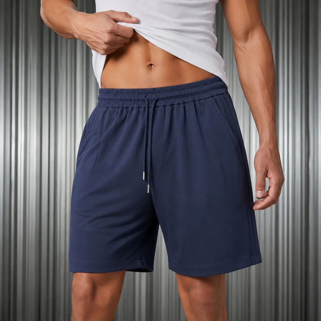 Navy Cotton Shorts