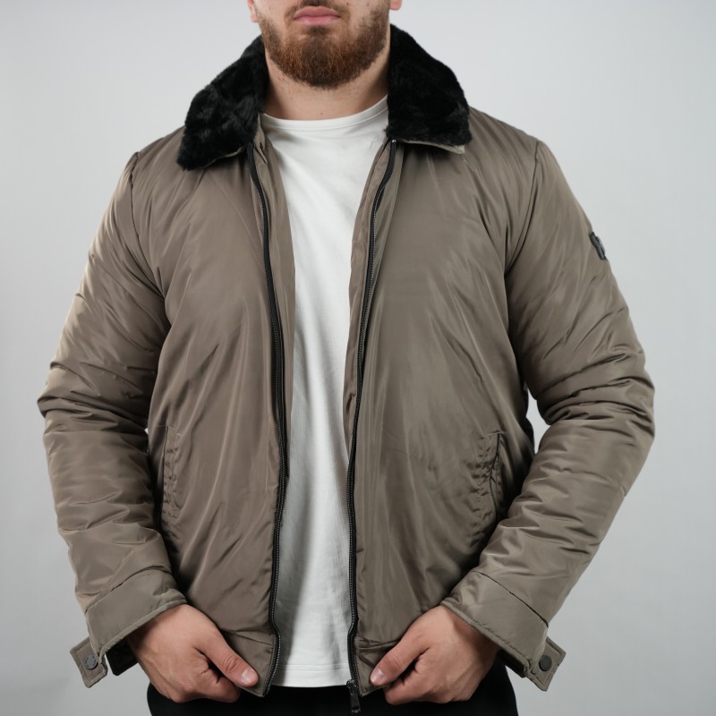 jacket beige hi men fur collar 910