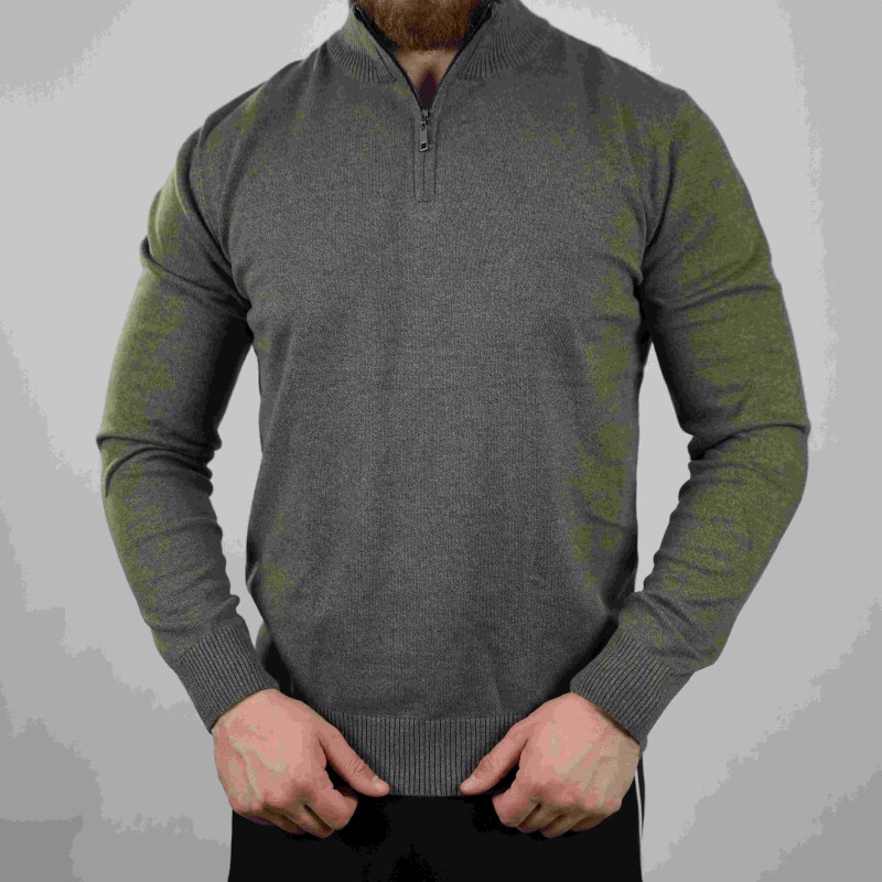 half zipper green sweater dirossi soft wool