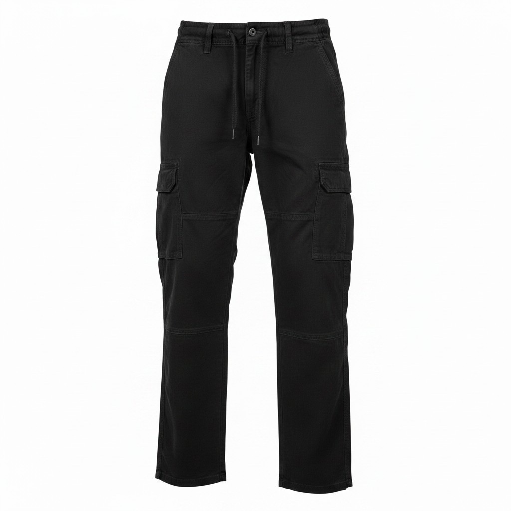 Black Clean Pocket Cargo Pants