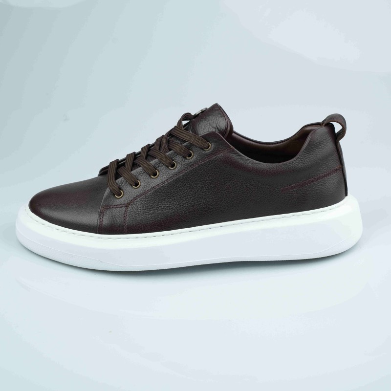 tripy brown white  pure leather big size