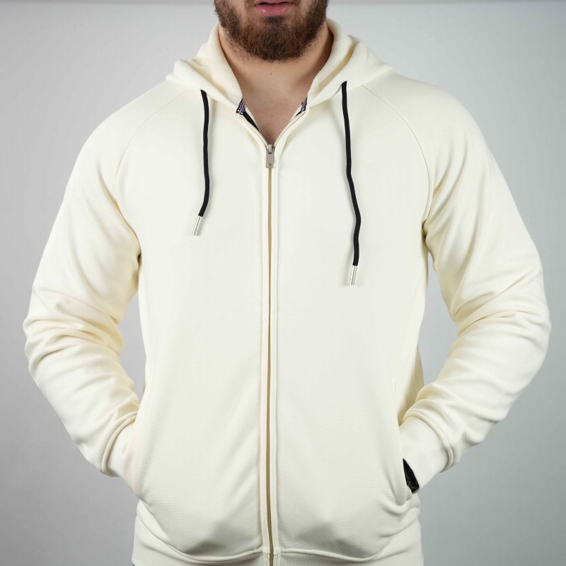 zip sweater beige di rossi with hood 2508