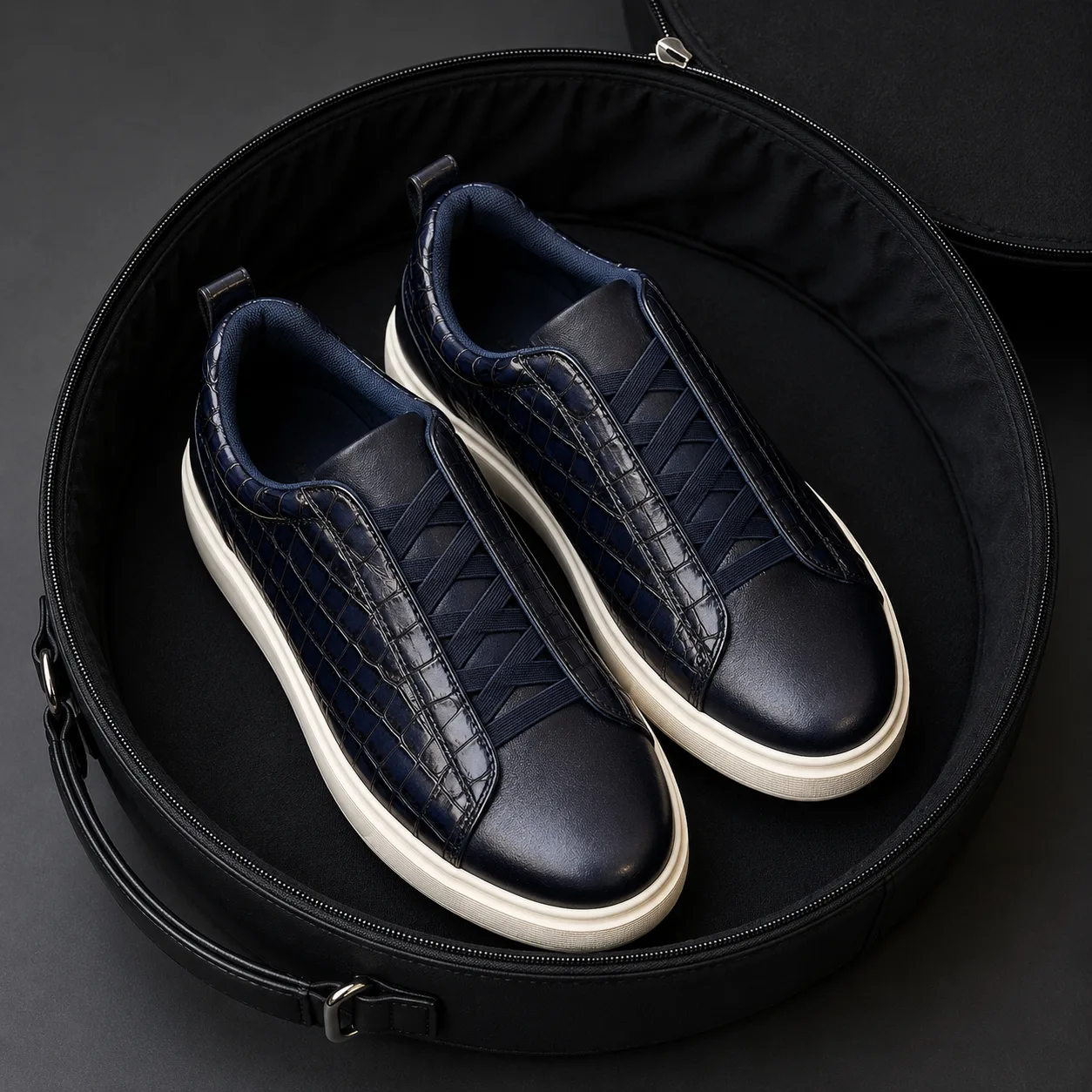 navy desai zegna shoes royal croco