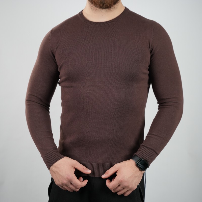 t-shirt  dark brown di rossi soft wool