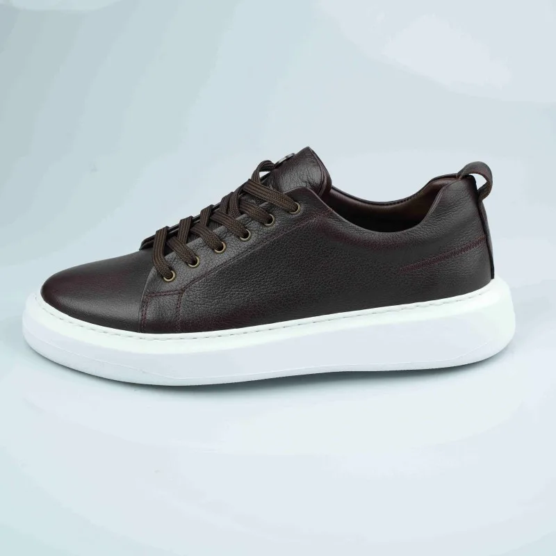 tripy brown white  pure leather big size